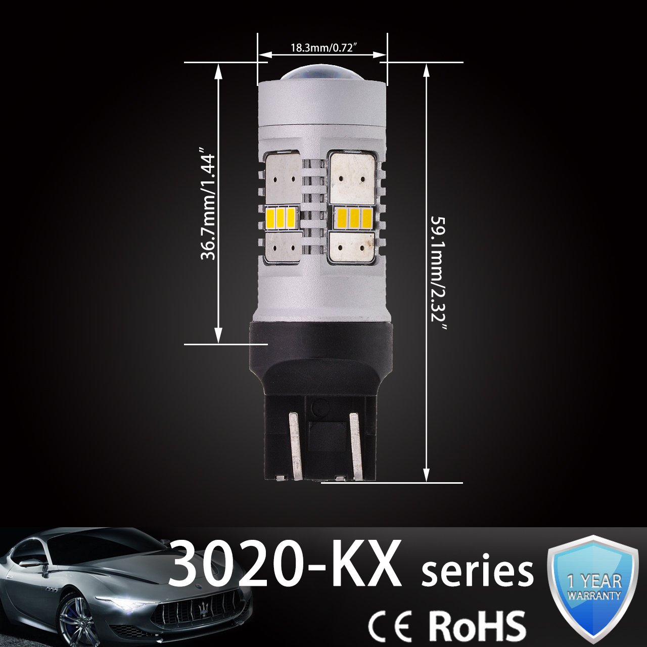 KATUR 1800LM biała 7443 7444NA żarówka zastępcza LED 14SMD CREE 3020 RV Camper SUV MPV żarówki do kierunkowskazów samochodowych z dekoderem Canbus bez błędów 50 W 8 omów obciążenia rezystory zestaw 2