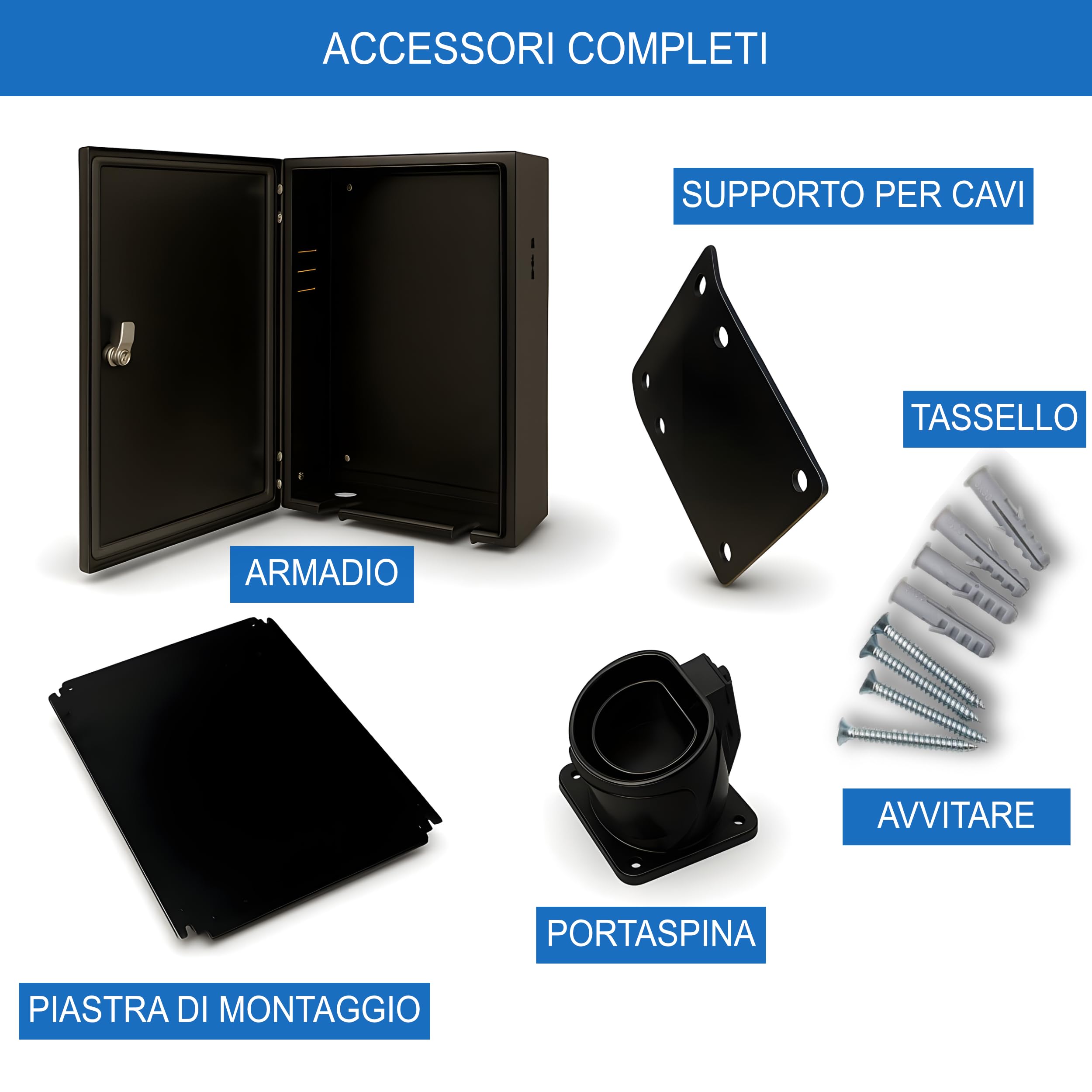 Wallbox - Armadio con supporto per cavi, protezione da pioggia, neve, polvere e raggi UV per stazione di ricarica EV, protezione dalle intemperie