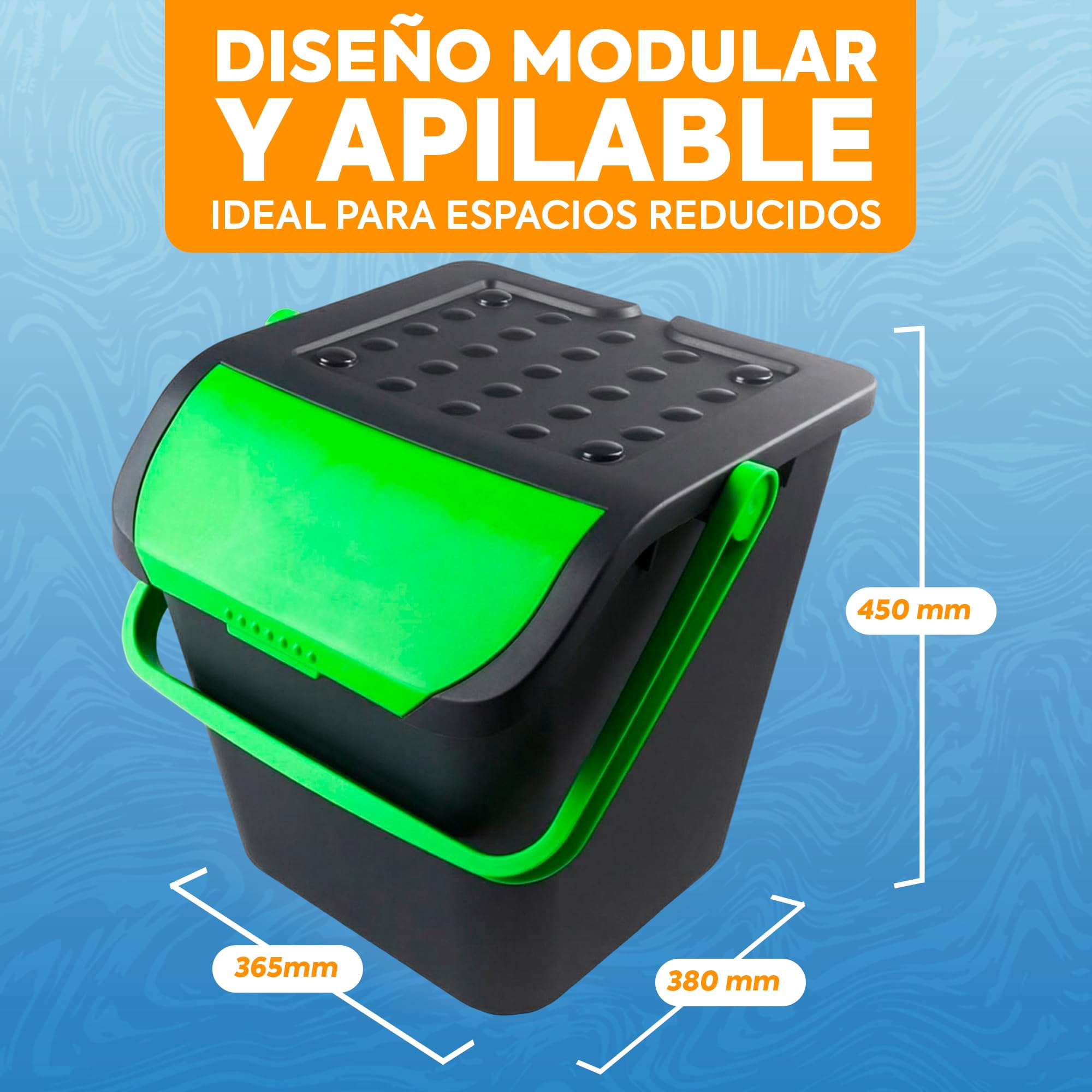 Pack 3 Cubos Basura 35 Litros Multicolor | Tapa Apilable Cocina