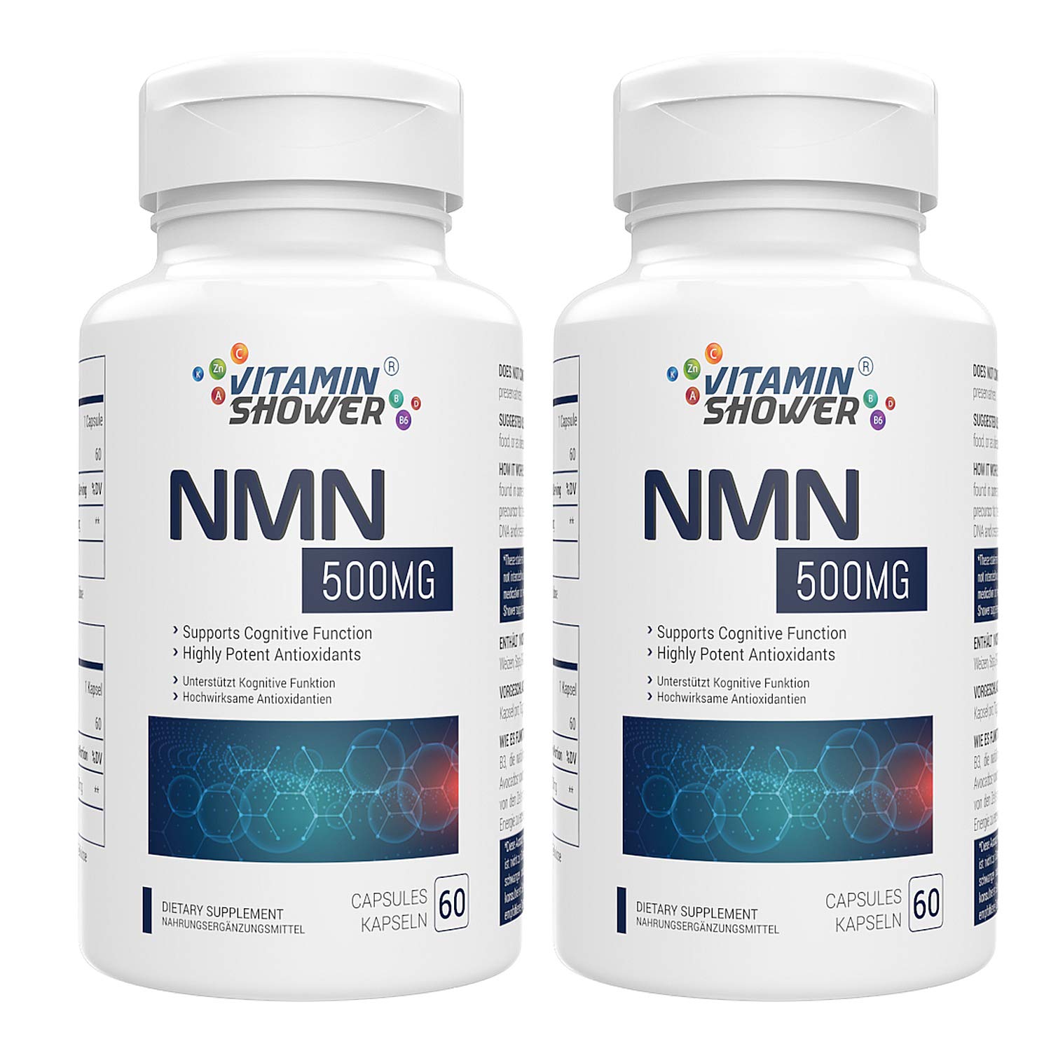 Buy Vitamin Shower NMN Supplement 500mg Nicotinamide Mononucleotide NAD+ Supplements Energy