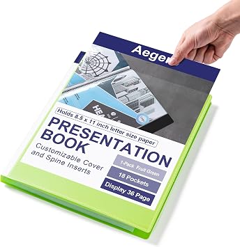 Binder with Plastic Sleeves 18-Pocket, Displays 36 Pages, 8.5"x11" | Presentation Folders with Plastic Sleeve,Customizable Cover, Storage and Organizer for Documents, Certificates,Photos,Recipe