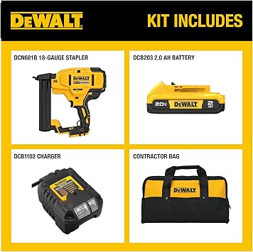 DEWALT 20V MAX* Narrow Crown Stapler Kit, 18GA (DCN681D1)