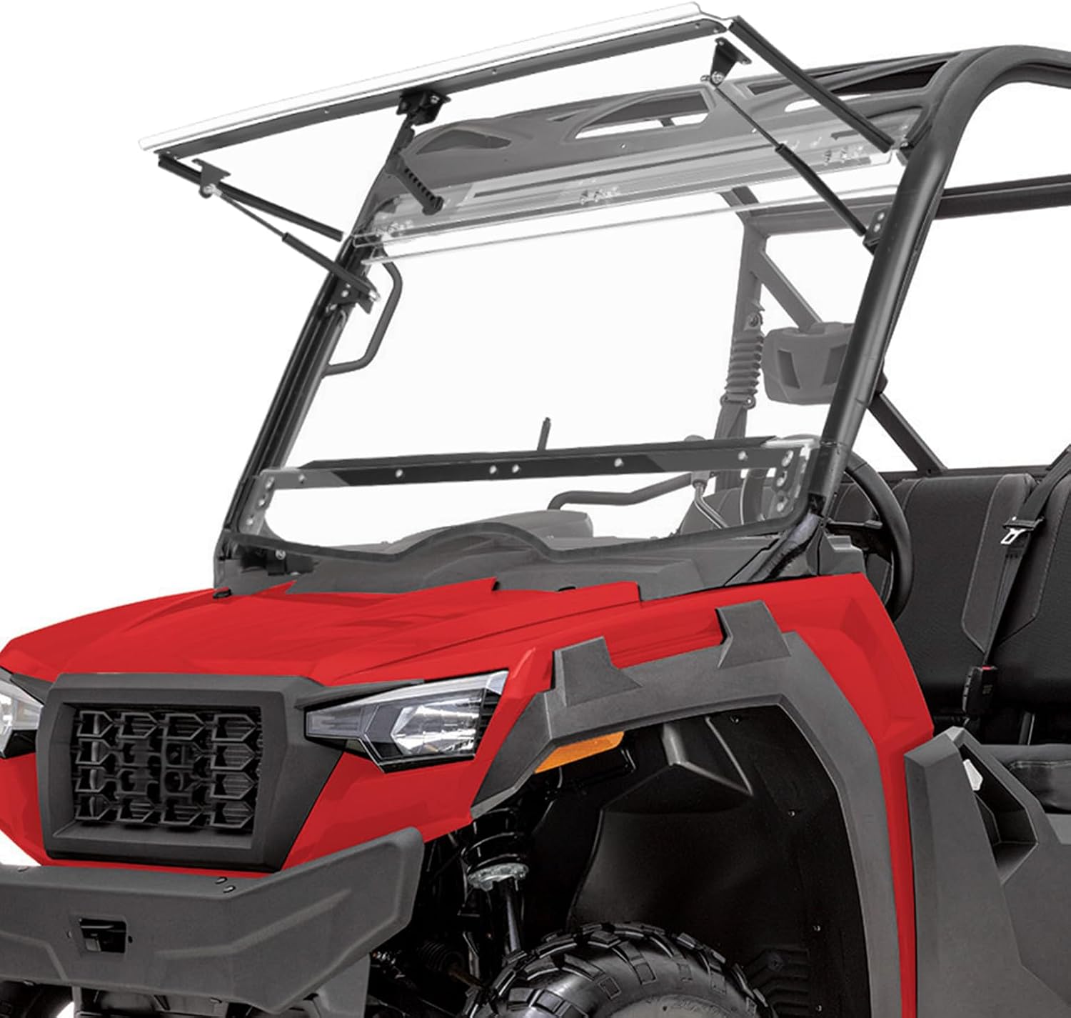 KEMIMOTO 3-in-1 Flip Front Windshield Compatible with 2020-2026 Tracker 800SX, Reinforced Edge, Heavy Duty Scratch Resistant, Clear Vision, Set to Open, Vented, or Closed