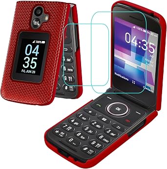 Case for TCL Flip 3 with 2*Screen Protector Full Body Protection | TCL Flip 3 TCL T435 2024 Phone Case Front Back Frosted PC Dual Layer Shockproof All Around Military Grade Design Red
