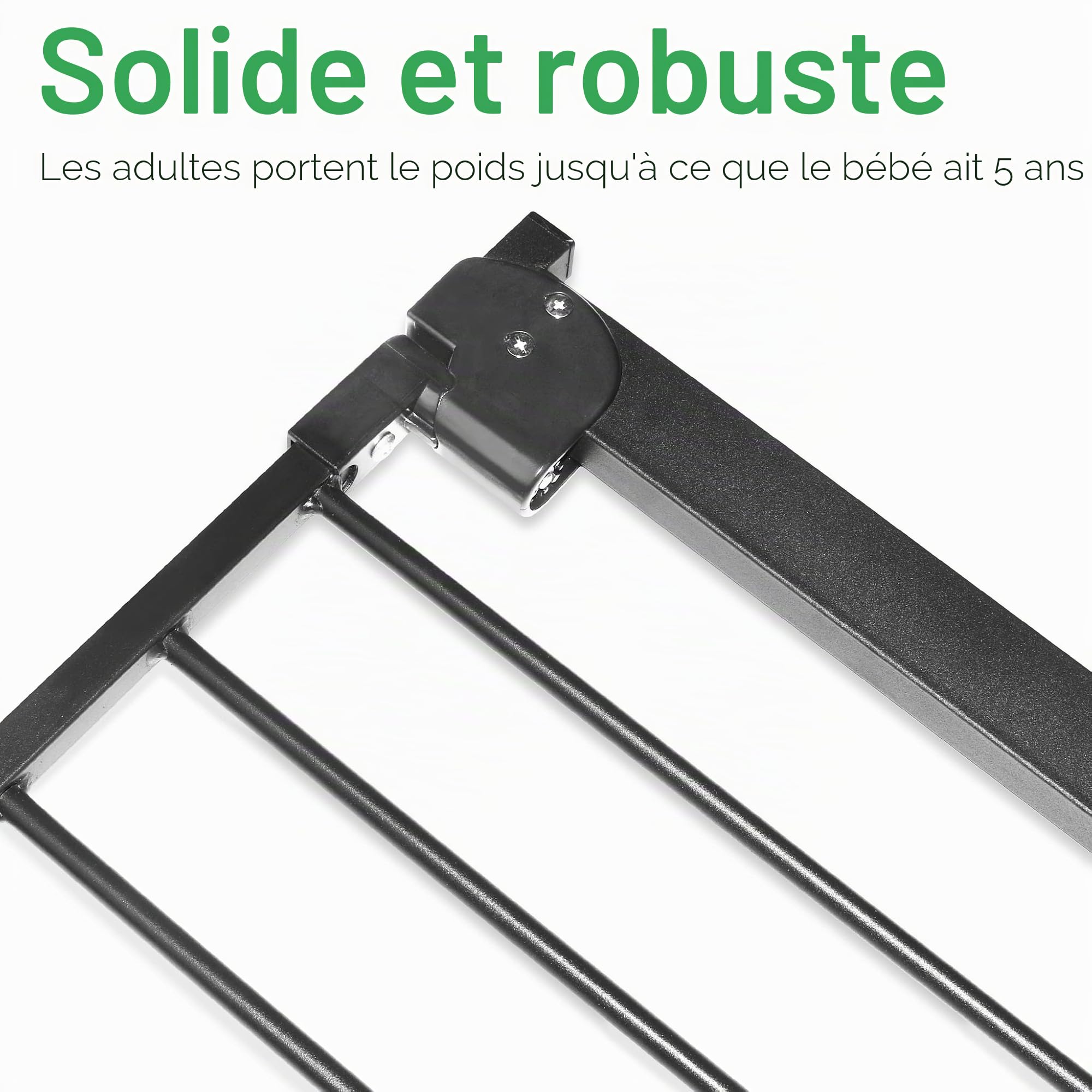 HENGMEI Barrière de protection pour porte d'escalier avec fixation à pression, grille de protection pour enfants ou animaux, sans perçage, ouverture à 180° (85-95 cm, noir)
