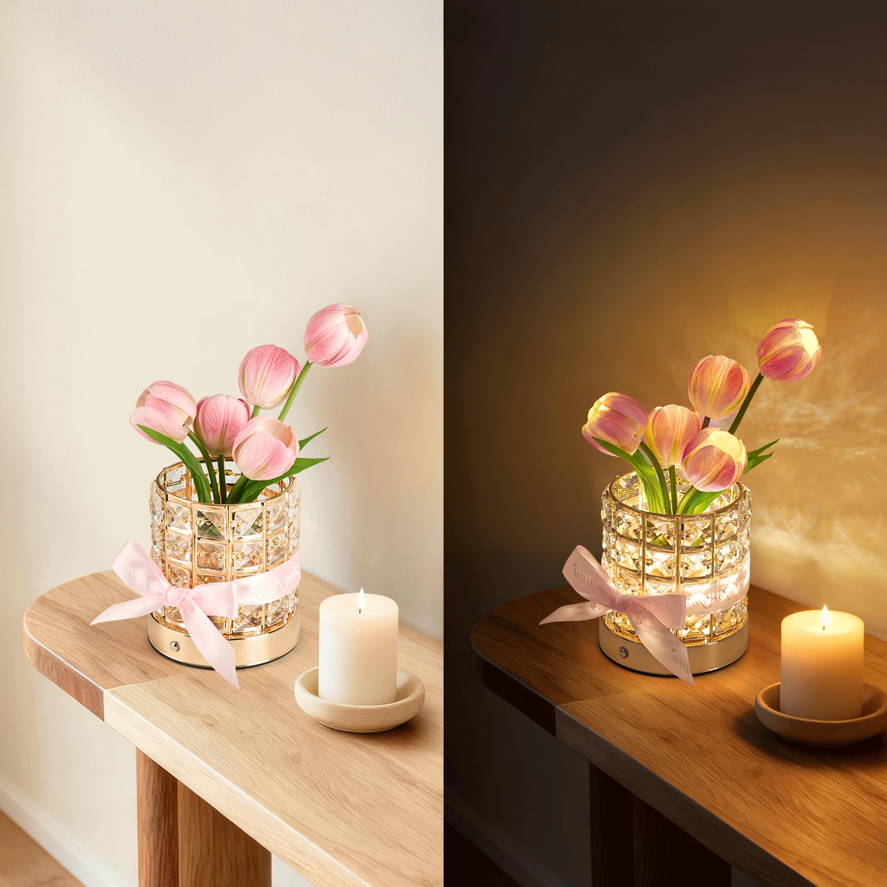 Tulpen-Licht, LED-Dekorationslampe, künstliche Tulpen, Schlafzimmer, Blumentischlampe, 3-farbiges dimmbares Nachtlicht mit USB-Aufladung, Geschenk für Mutter, Valentinstag, Muttertag,