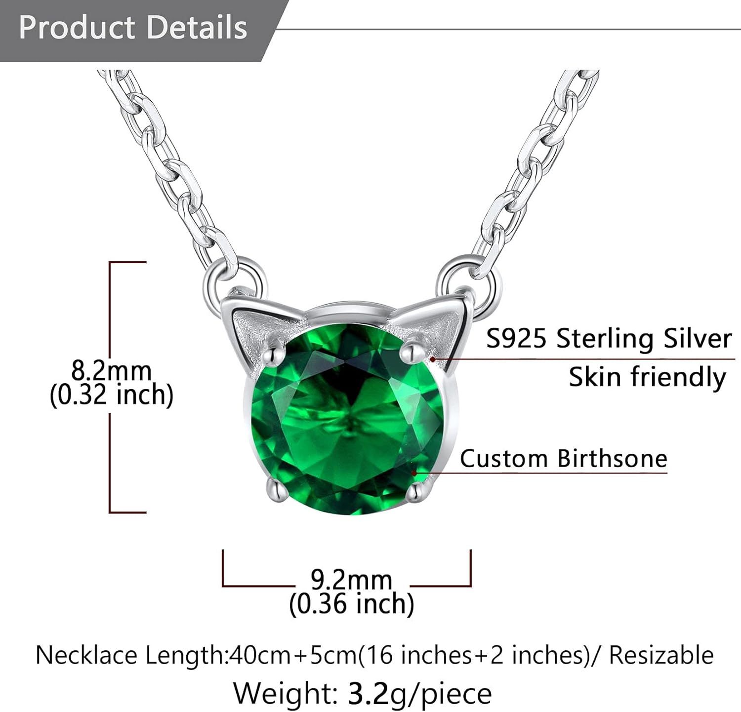 SILVERCUTE Sterling Silver Birthstone Necklace for Women,Dainty Silver Pendant Necklace with Round Cubic Zirconia,16"-18" - Image 6