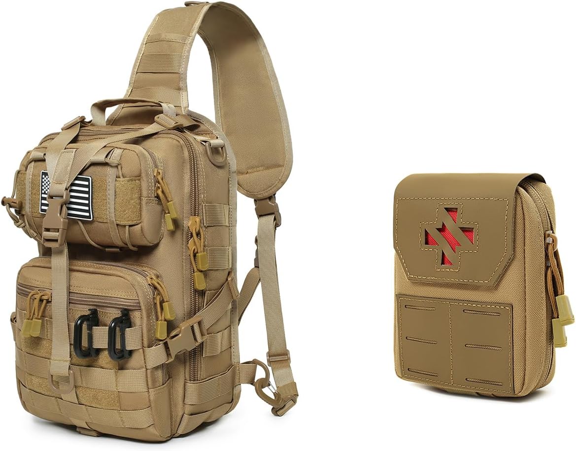 Tactical Sling Backpack and Tactical Molle MET Pouch