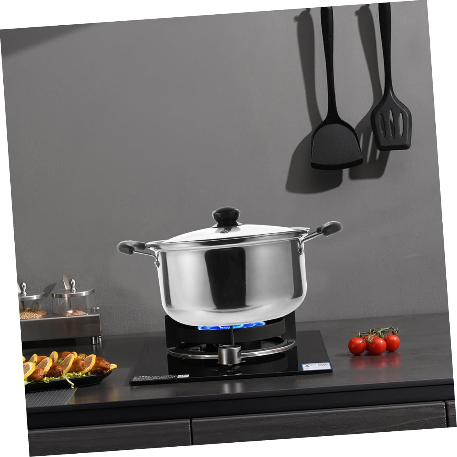 Cabilock 1Set Stainless Steel Cookware Set Noodle Pot Frying Pan Set Portable Kitchen Cooking Pots for Soups Stews and Milk Heat Insulated Handles for Home and Restaurant
