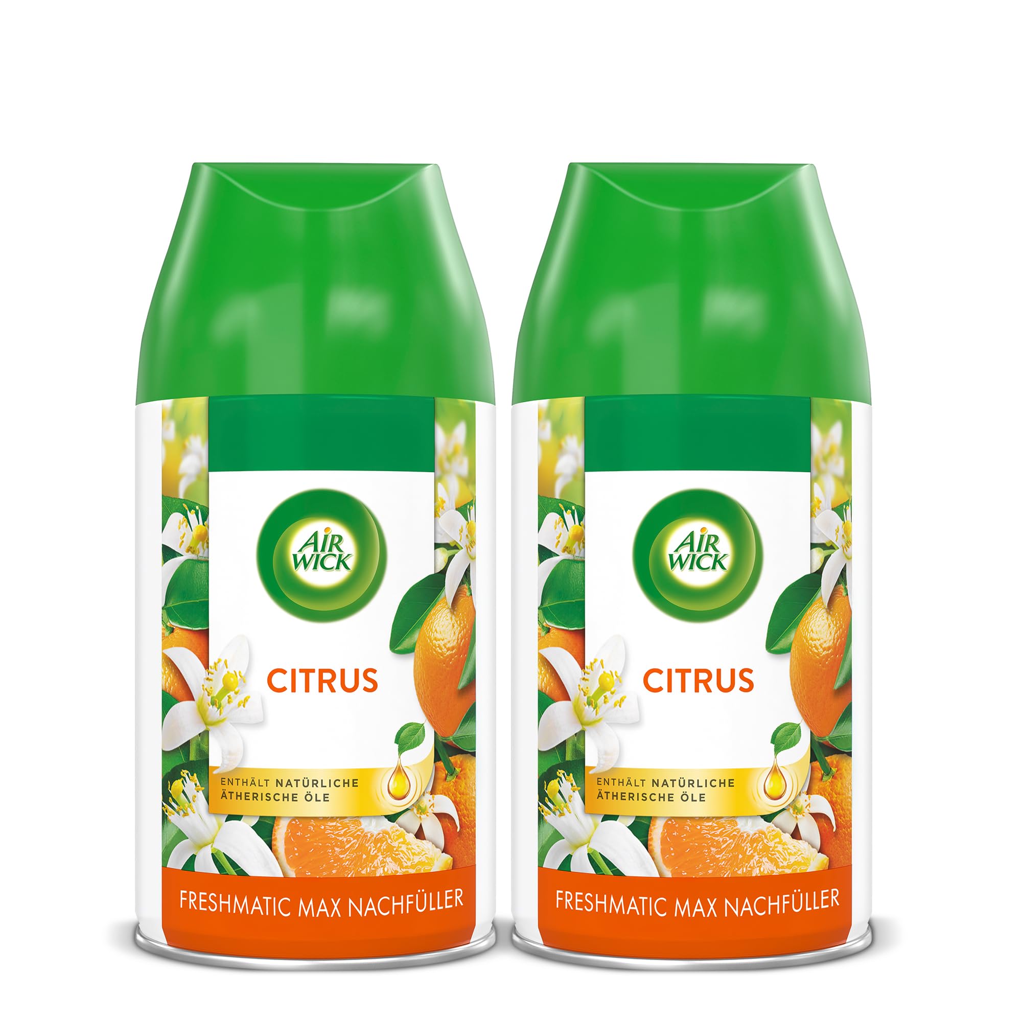 Air Wick Freshmatic Max Raumspray DUO – Nachfüller für den Air Wick Freshmatic Max – Duft: Citrus – 2 x 250 ml Nachfüller Raumduft und Lufterfrischer