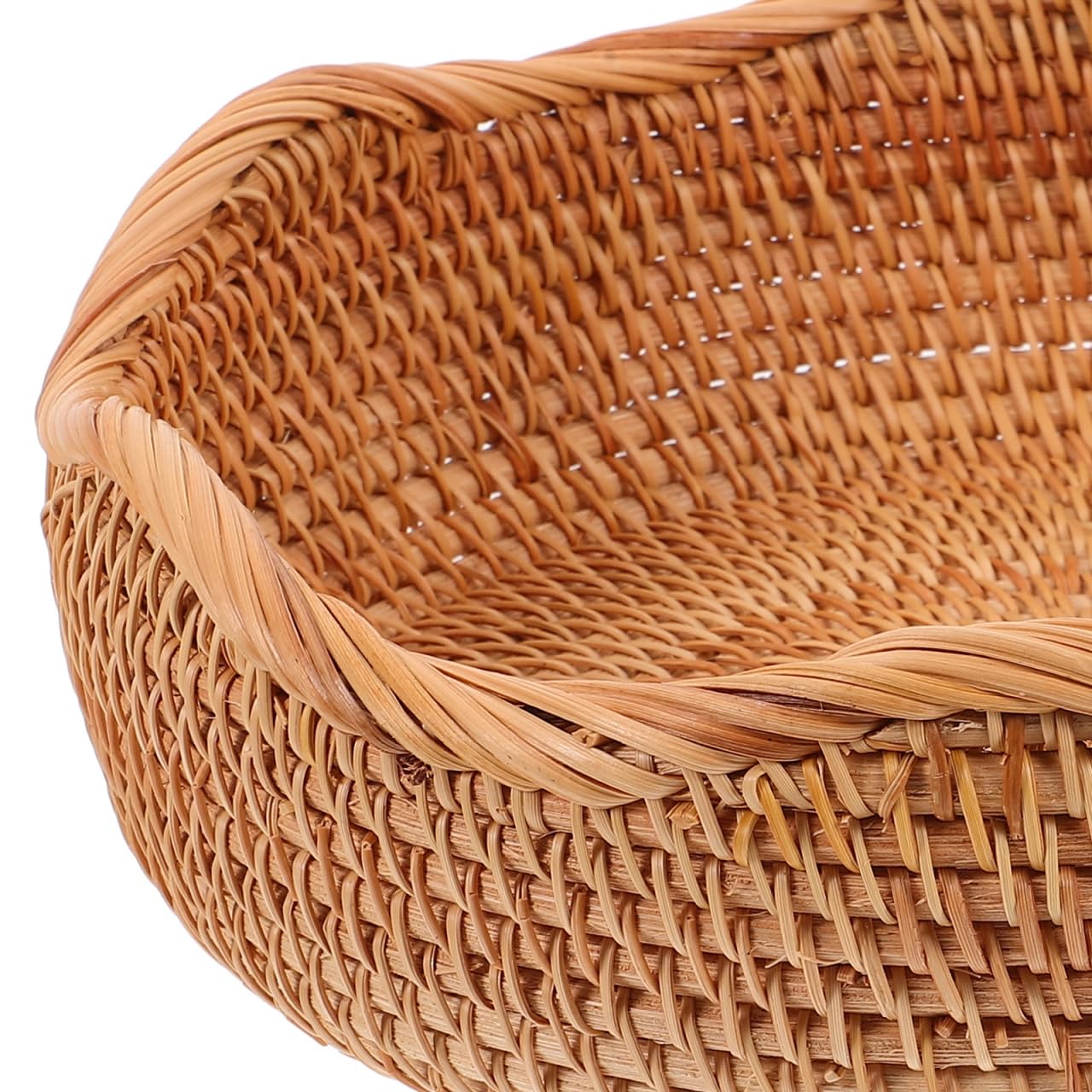 Cesta de pan de ratán trenzado redonda 9,96 x 9,96 x 3,11 pulgadas, bandeja de pan para pan, aperitivos y frutas, pequeña cesta de almacenamiento para mostrador de cocina y servir