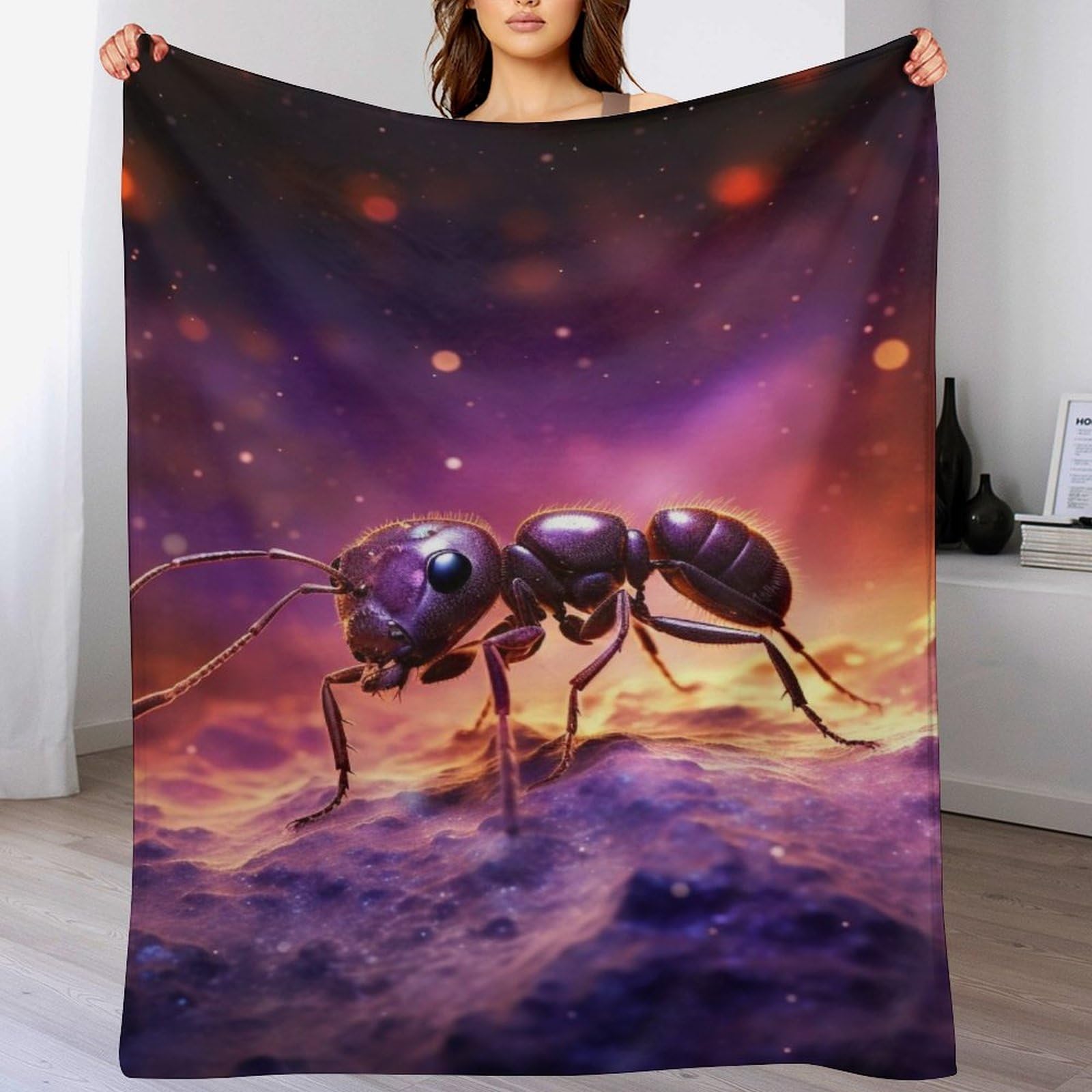 Couverture pour enfants et adultes motif fourmis en flanelle douce 100x130cm
