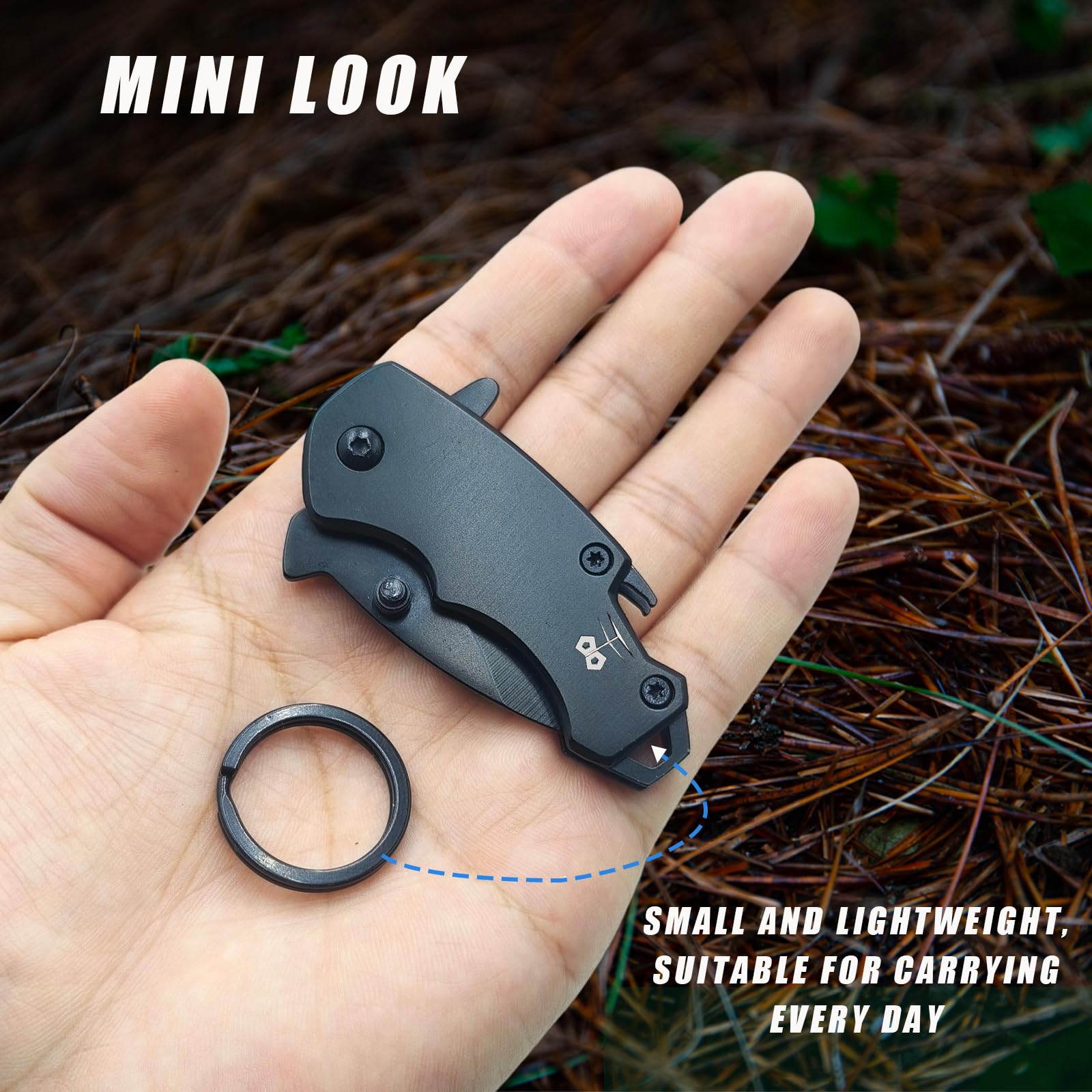 Coltello Piccolo, Mini Coltello da Esterno, Portachiavi Coltello Tascabile EDC, Coltelli Piegati e Apribottiglie, Multifunzione Regali Divertenti