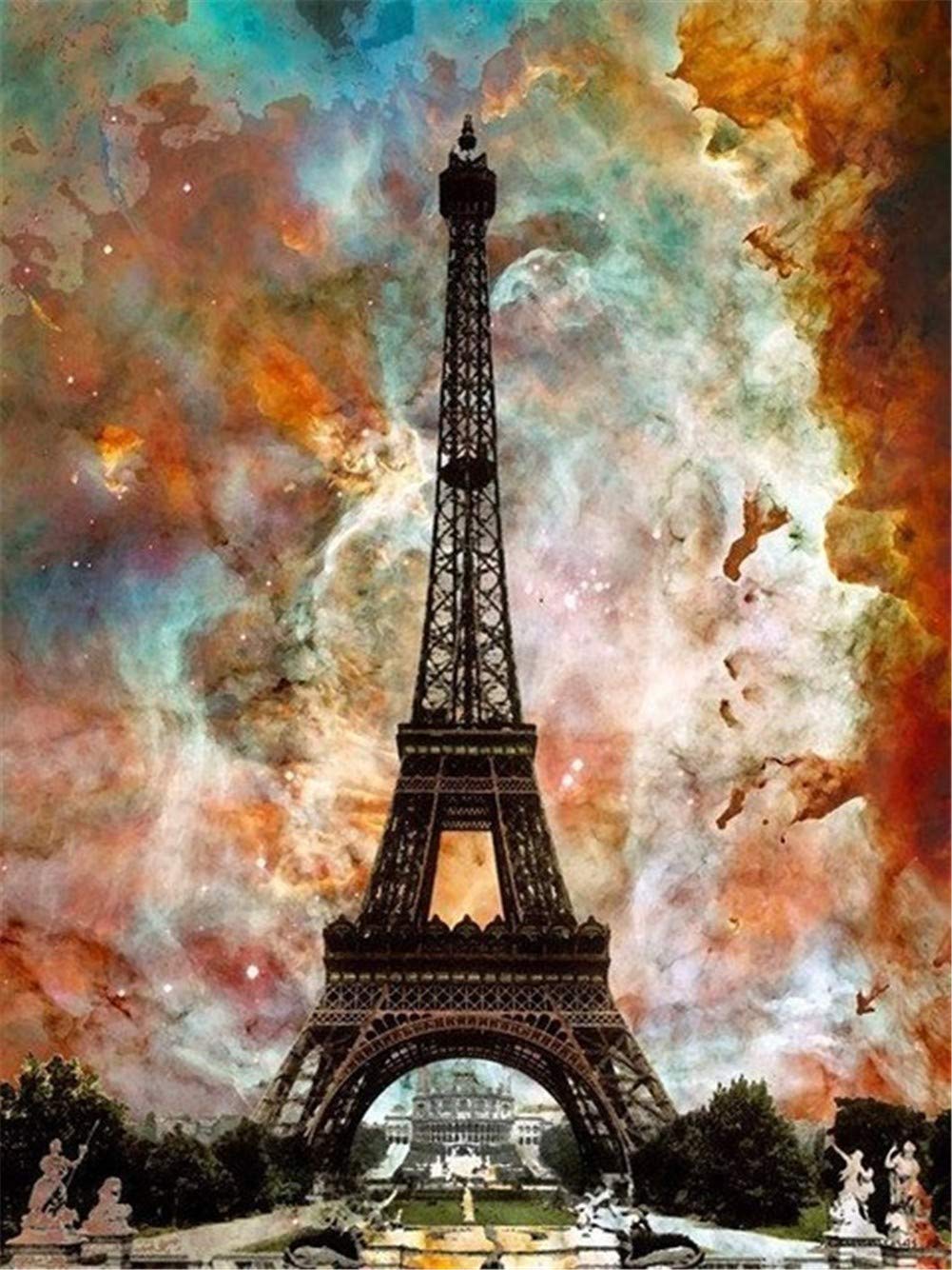 Peinture diamant 5D kit complet grand format 60x80cm de la Tour Eiffel broderie strass