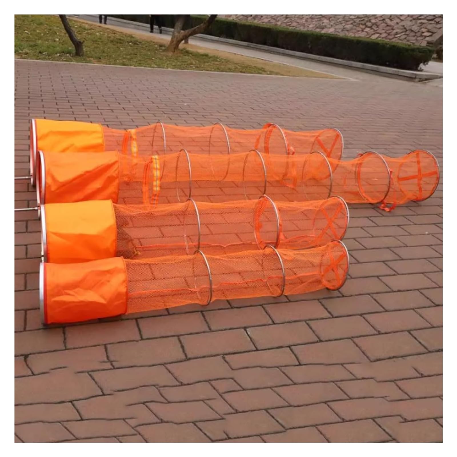 Fangnetz, Zusammenklappbare Angelfalle, orange, mehrere Größen, schnell trocknende Nylon-Netztasche, Krabben, Muscheln, Meeresfrüchte