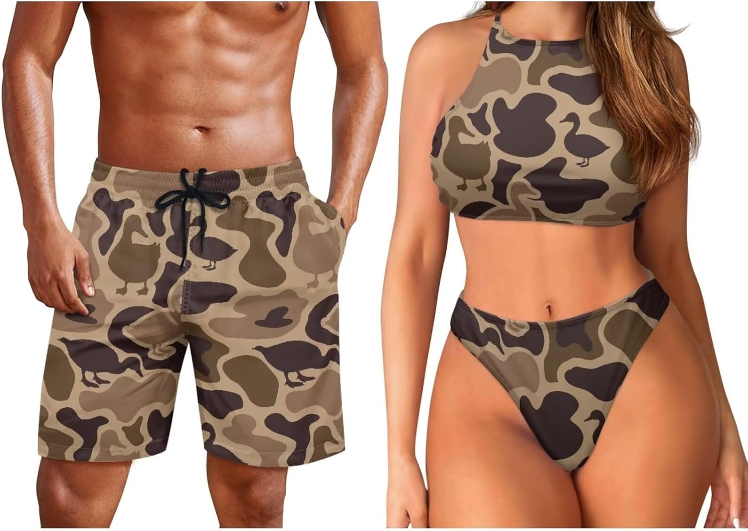 KEIAHUAN Matching Swimsuits for Couples Women's Sexy Bikini Set Men Swim Trunk Summer Bathing Suit Beachwear