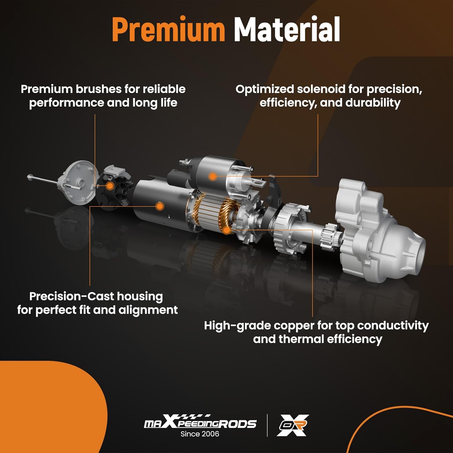 maXpeedingrods Starter Motor for Nissan Altima 2007-2013, L4 2.5L, 12V 1.7KW 13Teeth CCW PMGR, Replace# 19060N M000TA0171 M000TA0171ZC