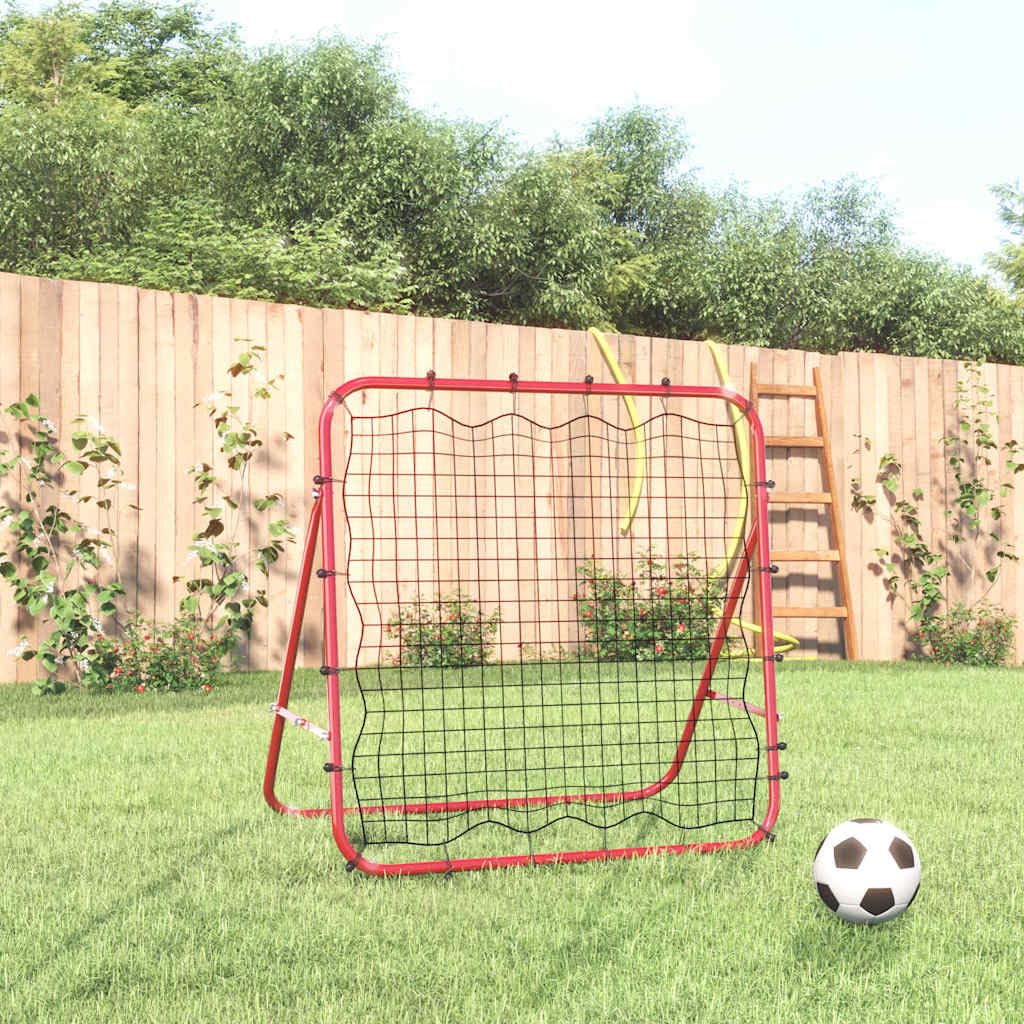Fußball-Rebounder verstellbar 96x80x96 cm aus Stahl und PE für präzises Training, wetterfest, robust, mit Befestigungshaken, Klettband und Bodenanker, ideal für Garten, Rasen und Sportplatz
