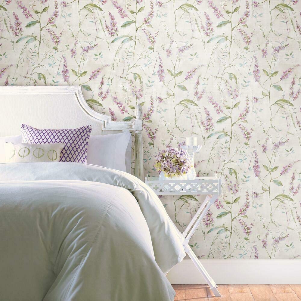 Buy RoomMates RMK11472WP Purple Floral Sprig Peel and Stick Wallpaper