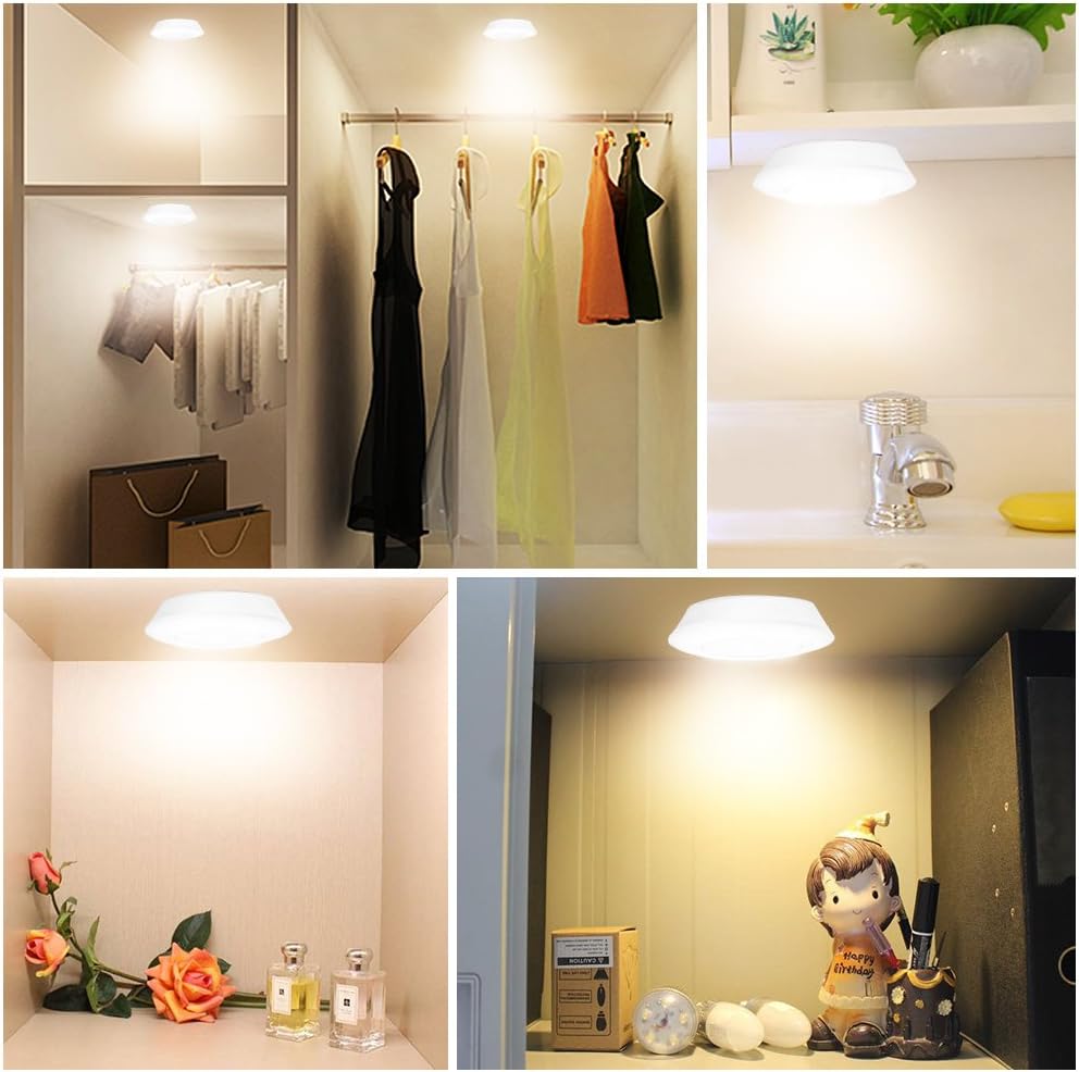INLIFE Under Cabinet Lighting, LED Wireless Battery Operated 6 Pack Kitchen Cabinet Lighting with Remote Control for Kitchen, Closet, Room
