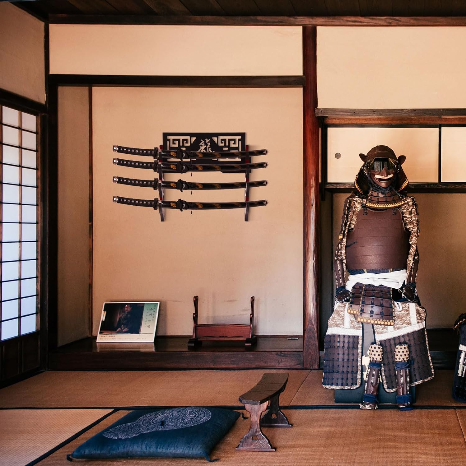 Velvet Protect Sword Support Mural Porte-épée présentoir pour Katana Wakizashi Genji et Samurai Swords Hollow, Tier