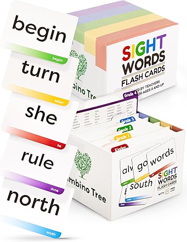 Sight Words Flash Cards Kindergarten Educación de 1er a 4 grado - 600 palabras de la lista de palabras a la vista de Dolch y Fry's en tarjetas flash