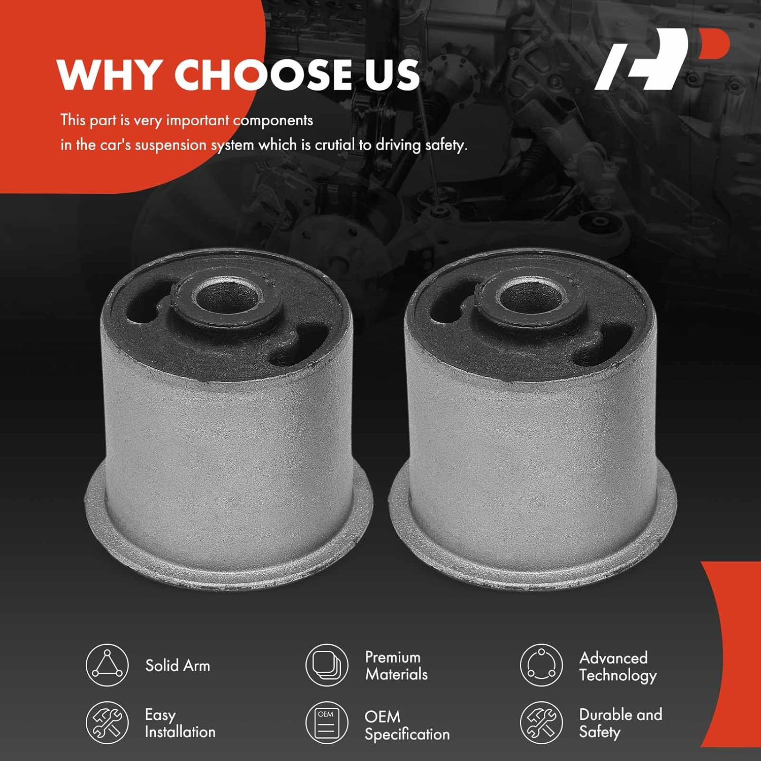A-Premium 2 x Rear To Axle or Rear Lower Control Arm Bushing Kit, Compatible with Jeep KJ Series Liberty 2002-2003