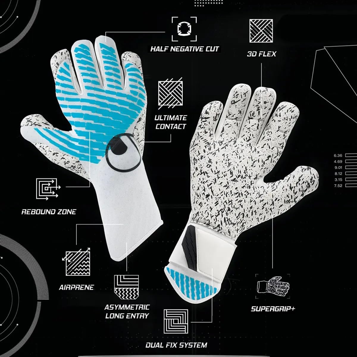 uhlsport | Cybertec Supergrip+ HN 2025 | Goalkeeper Gloves | White/Cyber Blue/Black - Image 3