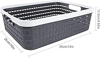 Vista 2 de CertBuy Paquete de 3 cestas de almacenamiento de plástico de 14 x 10 x 4.5 pulgadas, contenedores de almacenamiento grandes de tejido con asa