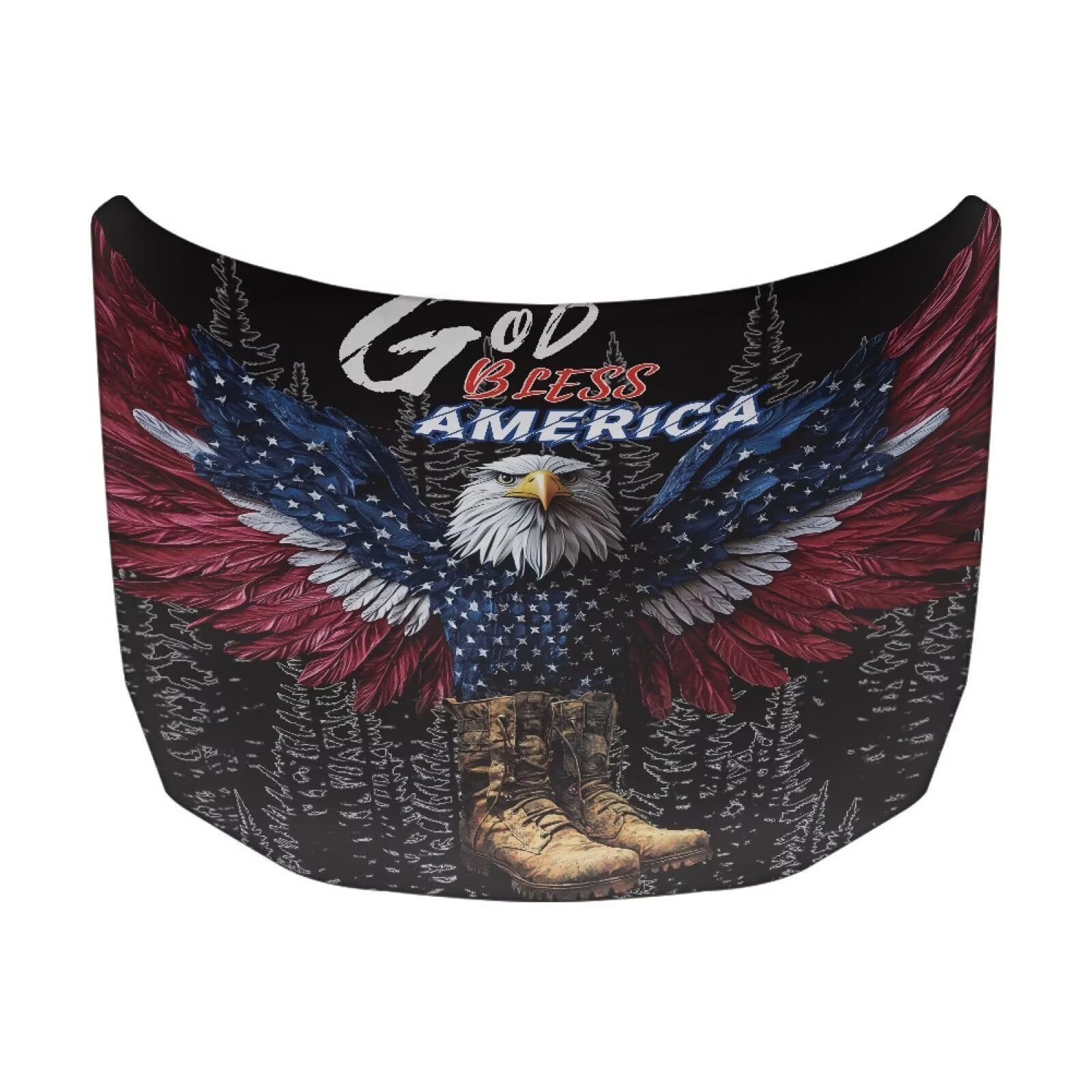 Car Hood Cover Elastic Polyester Car Hood Protector Auto Flag Veterans Day Decorations Auto Exterior Accessories for Compact Sedans SUV Pickup Trucks (American Flag Eagle Design)