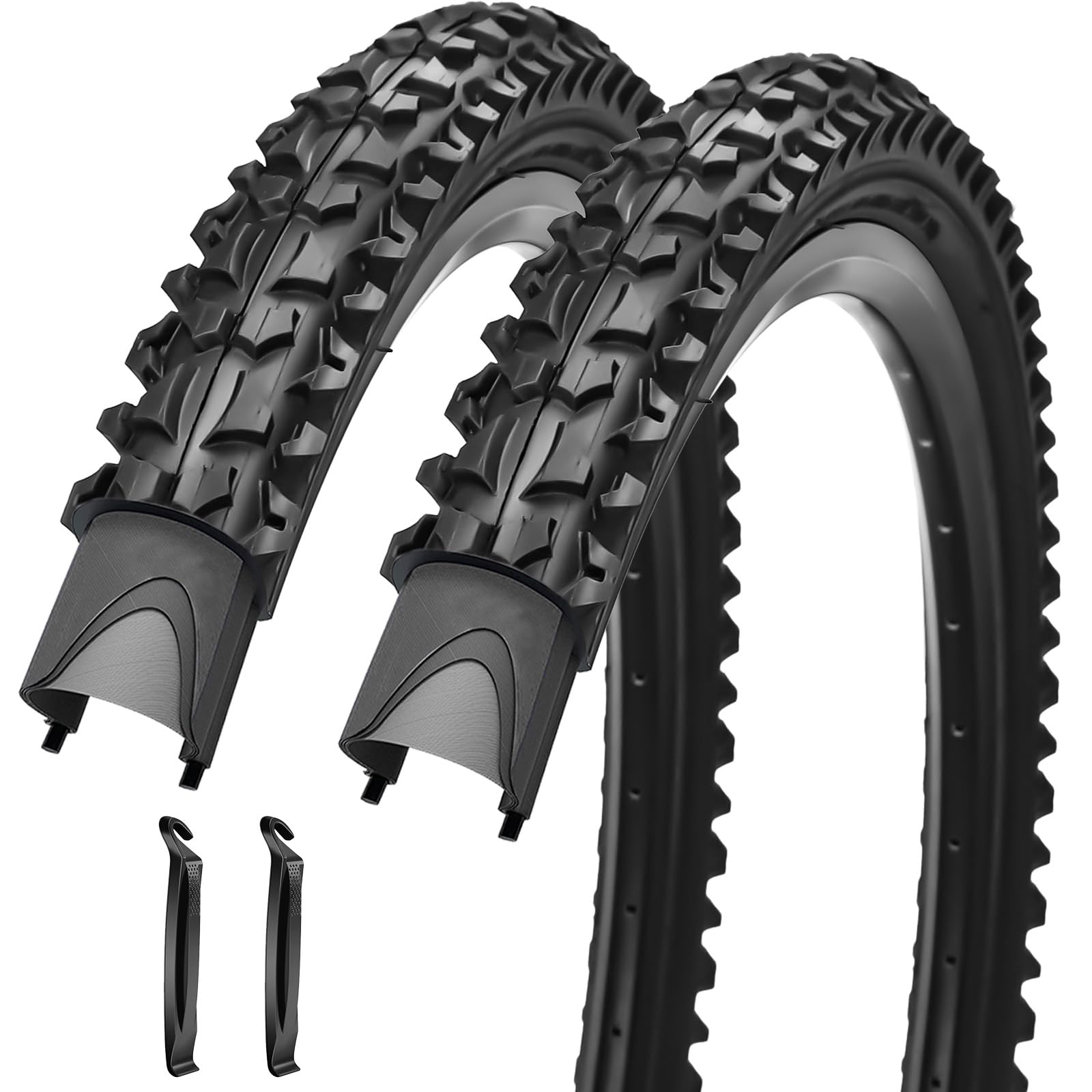 Photo 1 of 2 Pack 16/20/24 X 1.75/1.95/2.125 Bike Tires 16/20/24 Inch Folding Replacement Bicycle Tires Suitable for Mountain Beach Cruiser Bike Replacement Tires (16X1.95)