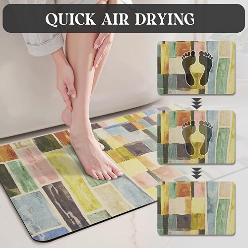 Miniatura 5 de MontVoo -Tapete de baño-Alfombras de baño delgadas antideslizantes para debajo de la puerta- Superficie de gamuza sintética absorbente, de secado