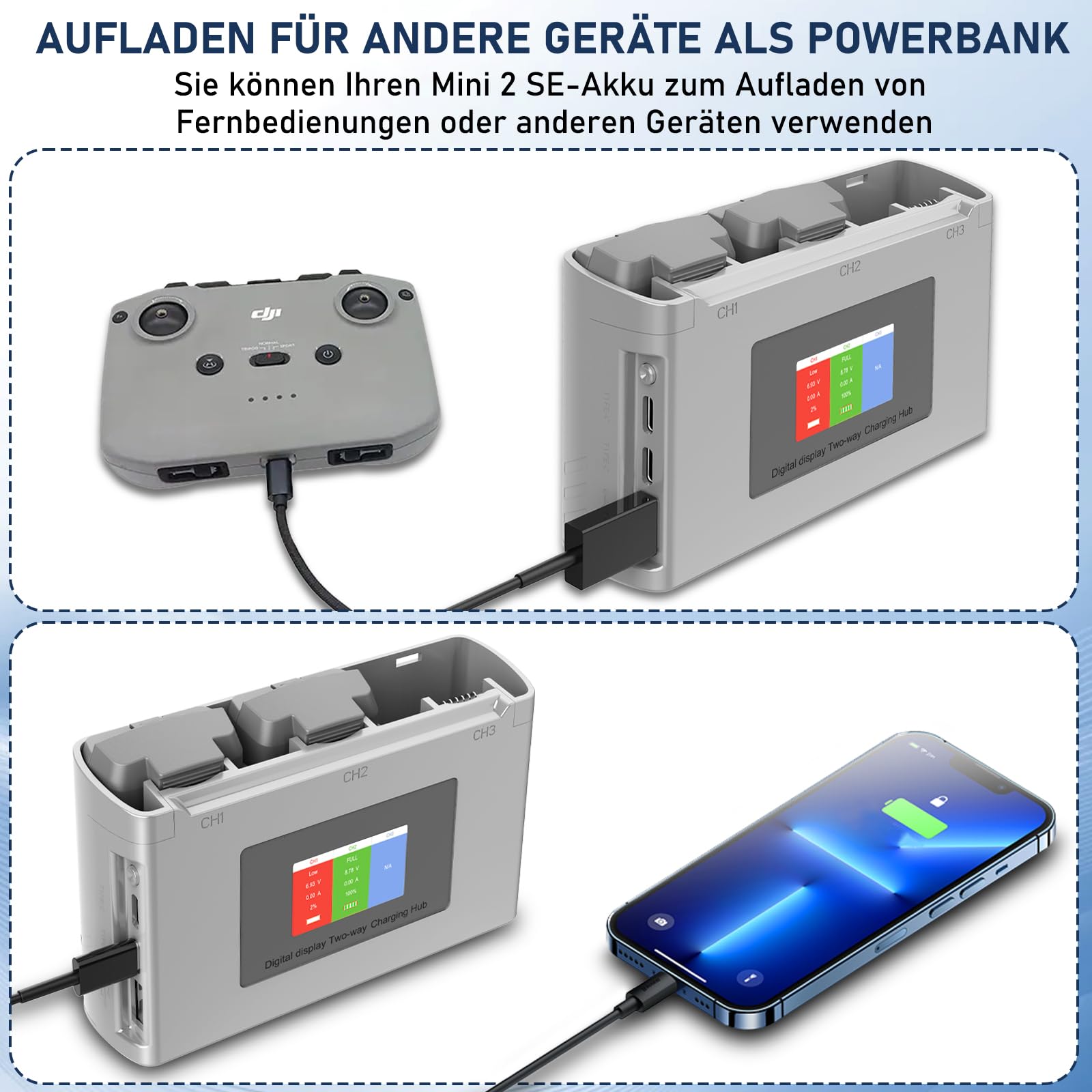 Homesuit Mini 2 akumulator z wyświetlaczem cyfrowym Stacja ładująca, Kompatybilny z DJI Mini 4K, 2 SE, SE, 2400mAh Inteligentny akumulator lotniczy Zastępczy dla akumulatora DJI Mini 2 SE (31 minut