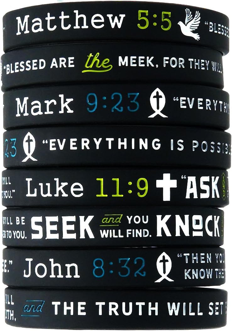 Ezekiel Gift Co.New Testament Bible Bracelets with Scripture Verses from the Four Gospels Silicone Rubber Wrist Bands Religious Christian Gifts