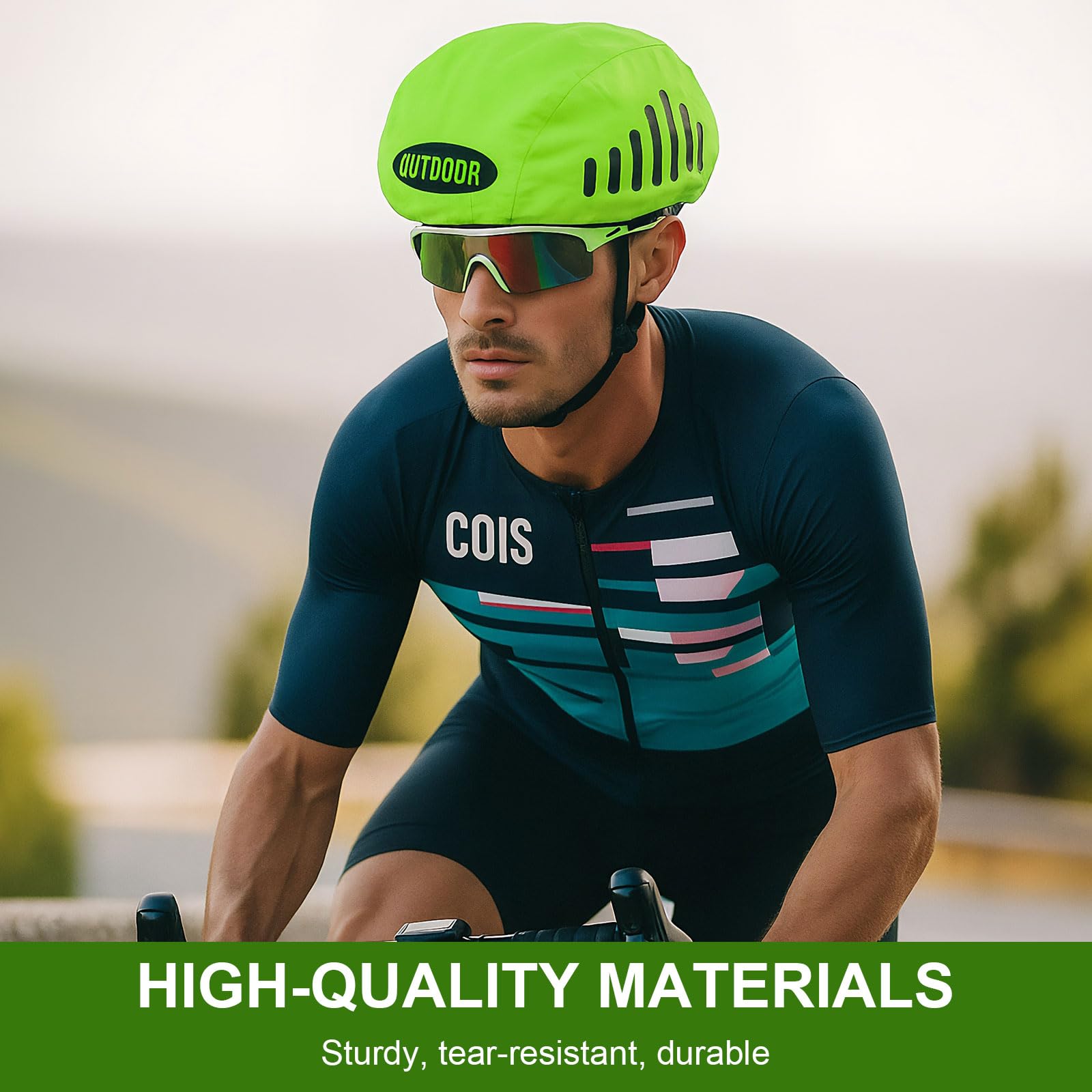 3 Pezzi Copri per Casco Bici Impermeabile, Copertura Antipioggia per Casco da Ciclismo con Striscia Riflettente, Copricasco Impermeabile per Uomo Donna Bambini, Verde Fluorescente