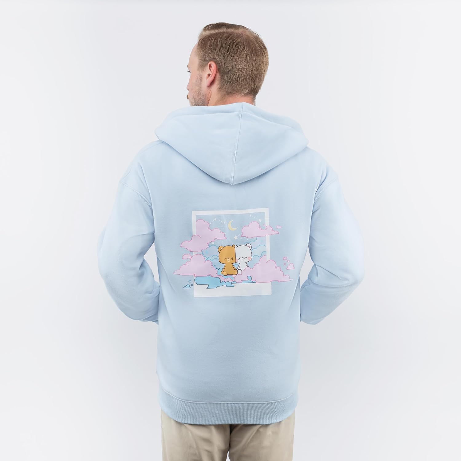 Milkmochabear Official Snapshot Clover and Cloud Hoodie - Cute Polaroid Unisex Drop Shoulder Oversized Full-Zip for Women Men