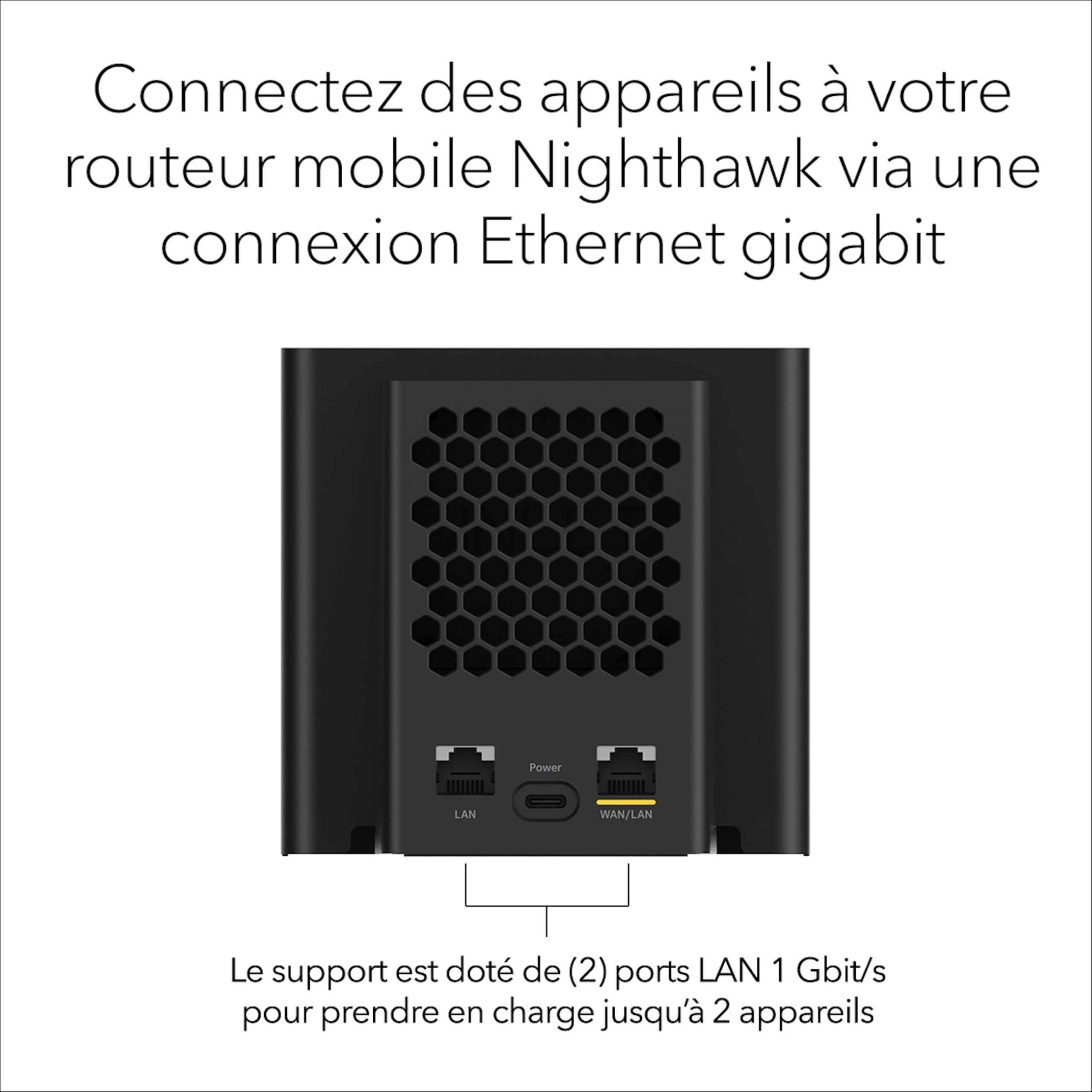 NETGEAR Nighthawk Socle Ethernet Gigabit 2 Ports (MD200) – Dock avec Alimentation et connexions filaires pour Votre routeur Mobile Nighthawk M7 Ultra ou Pro, M7, M6 Pro, M6 ou M3