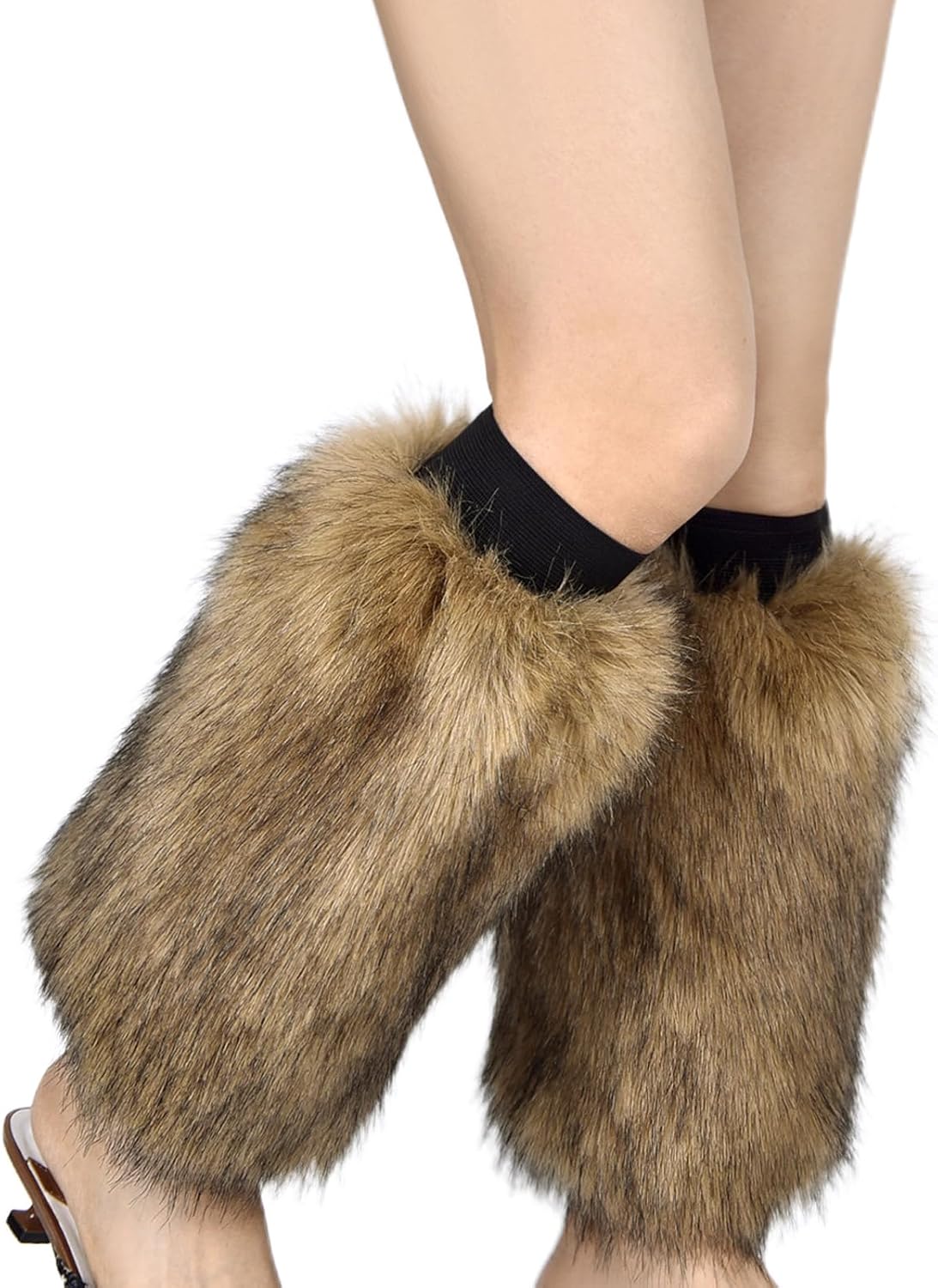 Women Winter Solid Color Furry Leg Warmers Winter Leggings Boots Cuffs Covers Faux Calf Socks Party Costume Furr