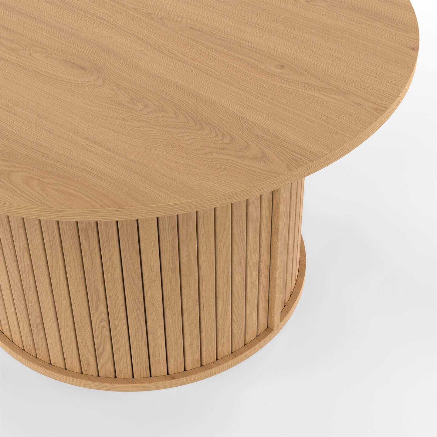 IDMarket - Table Basse Ronde Juliette 70 cm Lattes tasseau Bois Coloris chêne