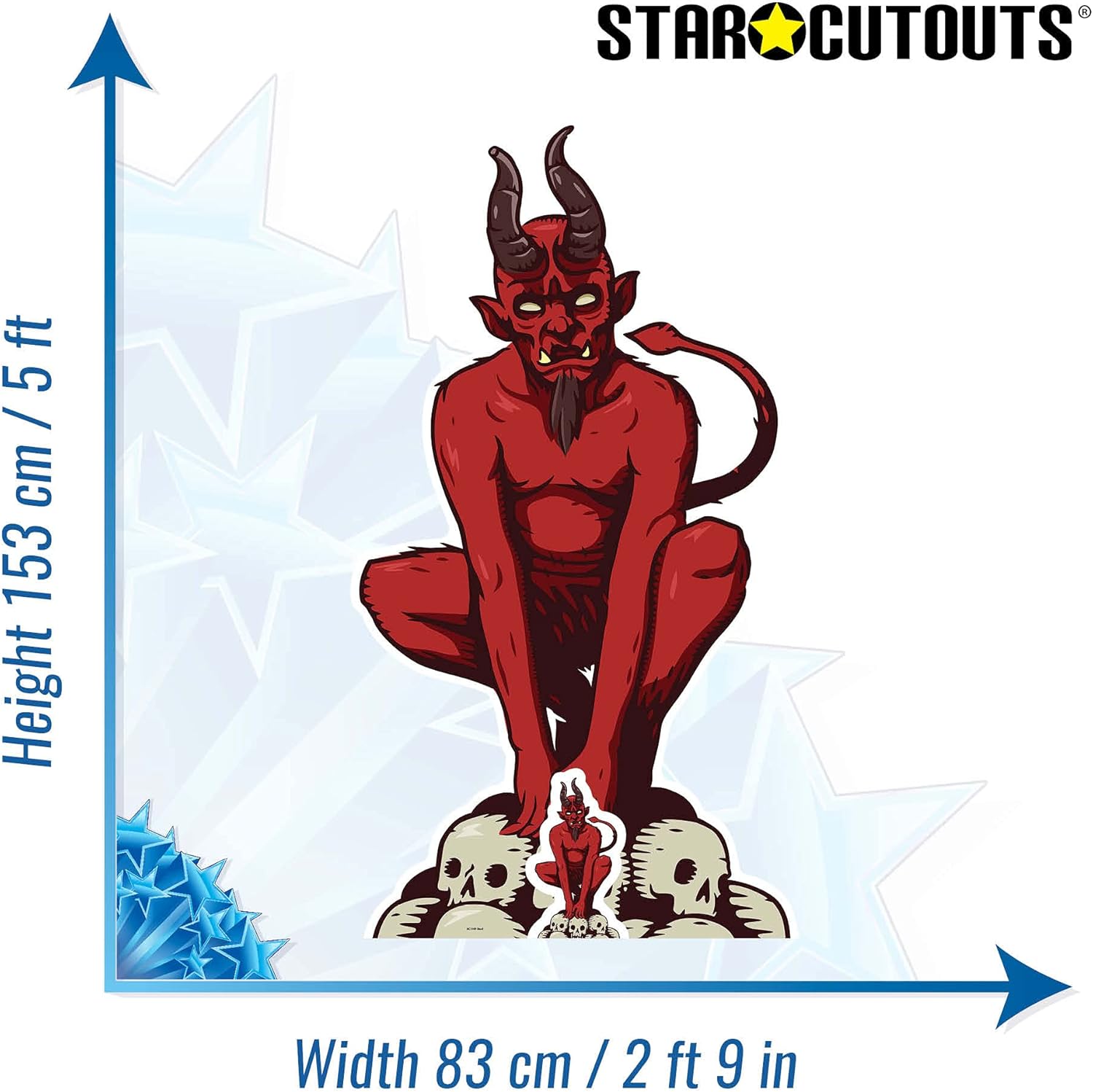 STAR CUTOUTS Devil Lifesize Cardboardcut Out with Free Mini Cut Out of Cardboard, Cardboard, Multi-Colour, 153 x 83 x 153 cm