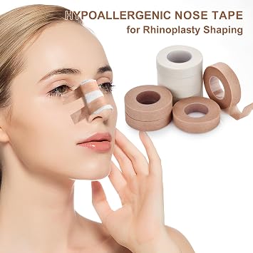 10 Rolls Nose Tape for Rhinoplasty Shaping Nose Bandage Micropore Thinoplasty Tape Hypoallergenic Medical Paper Tape for Wound Care Cosmetic (0.5 in x 10 Yd 5 Rolls White 5 Rolls Beige)