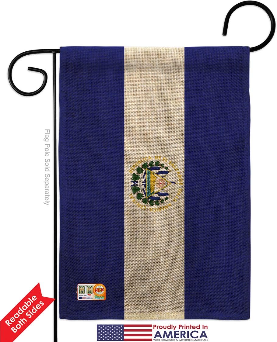 El Salvador Burlap Garden Flag Nationality Nation International World Country Particular Area Small Decorative Gift Yard House Banner Double-Sided Made In USA 13 X 18.5
