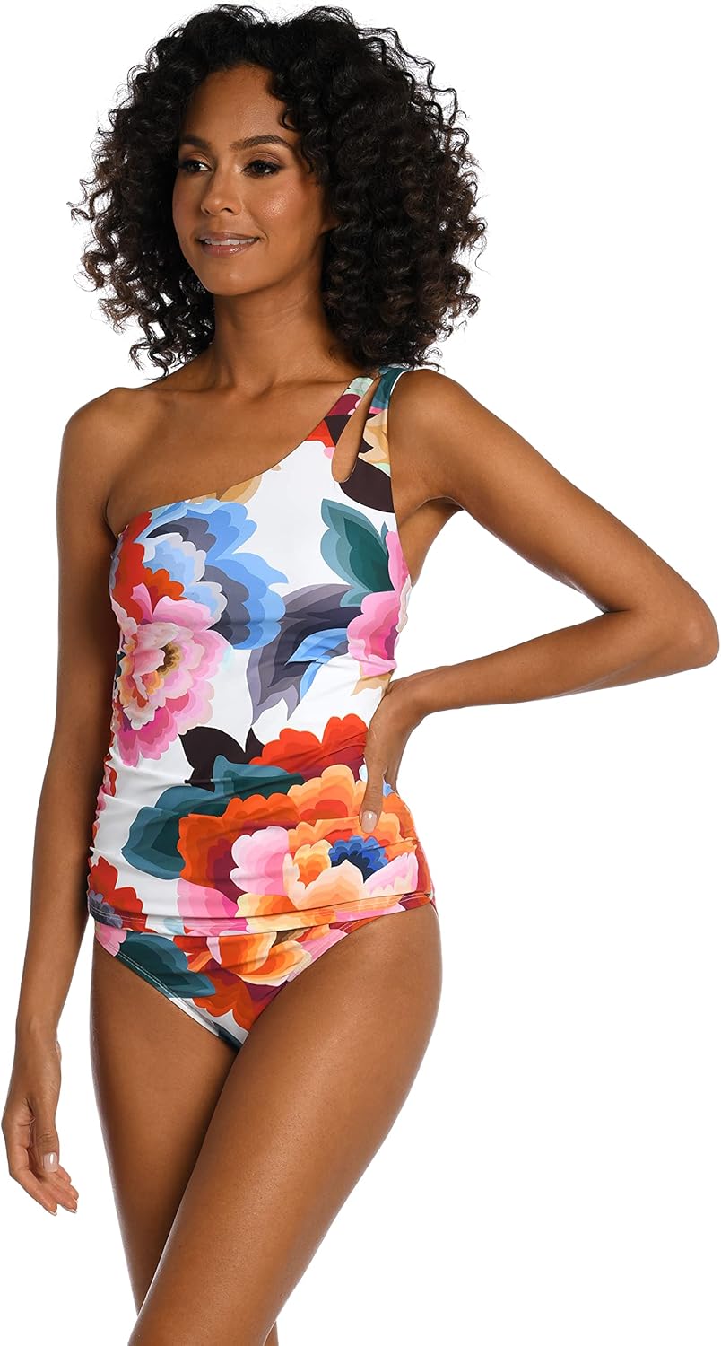 La Blanca womens Island Goddess One Shoulder Keyhole Tankini Swimsuit Top - Image 2