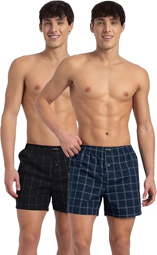 Jockey 8222 Men's Super Combed Mercerized Cotton Woven Checkered Inner Boxers with Ultrasoft and Durable Inner Waistband (...