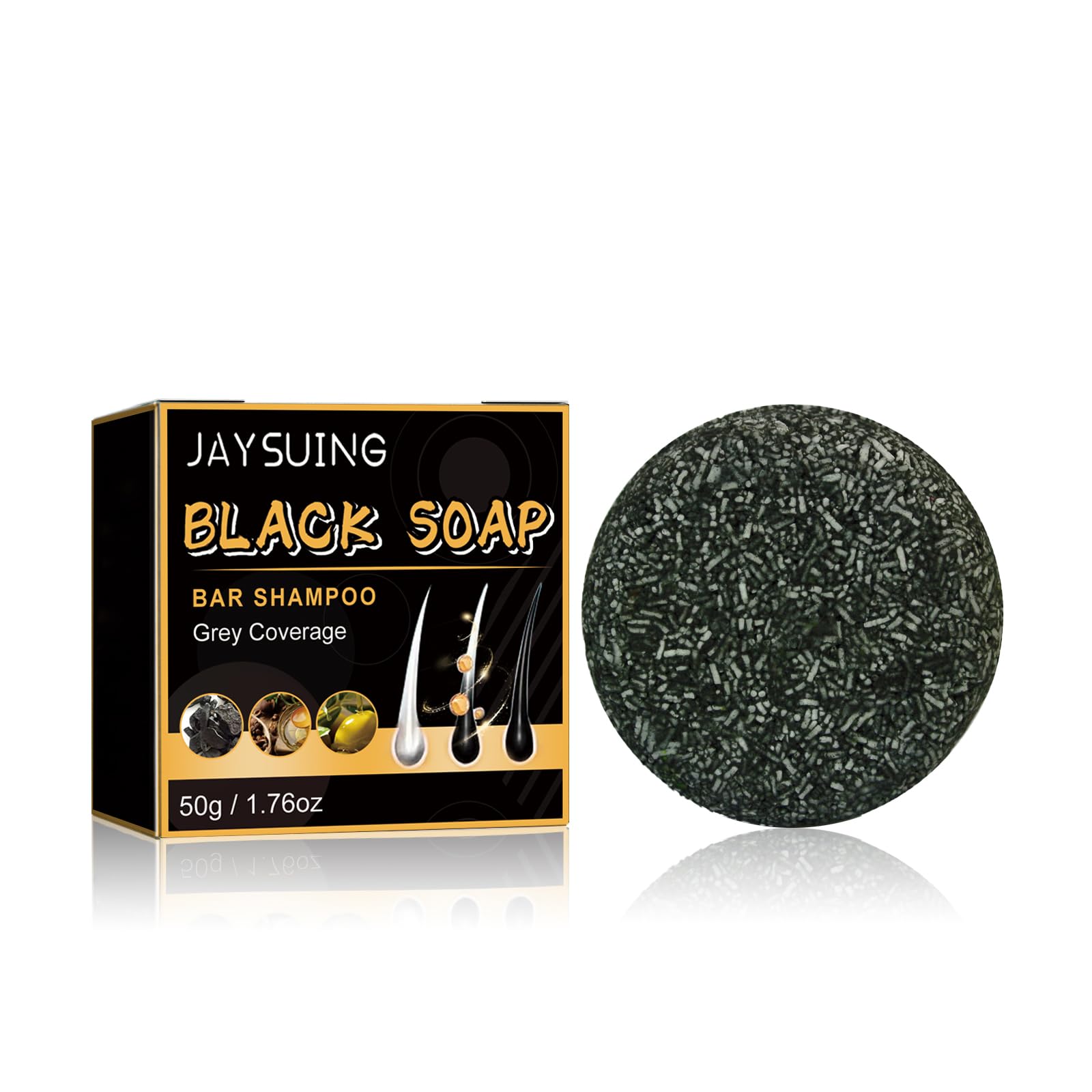 Jxectxg Gray Hair Reverse Bar, Hair Darkening Shampoo Bar, White Hair Reverse Soap for Women and Men
