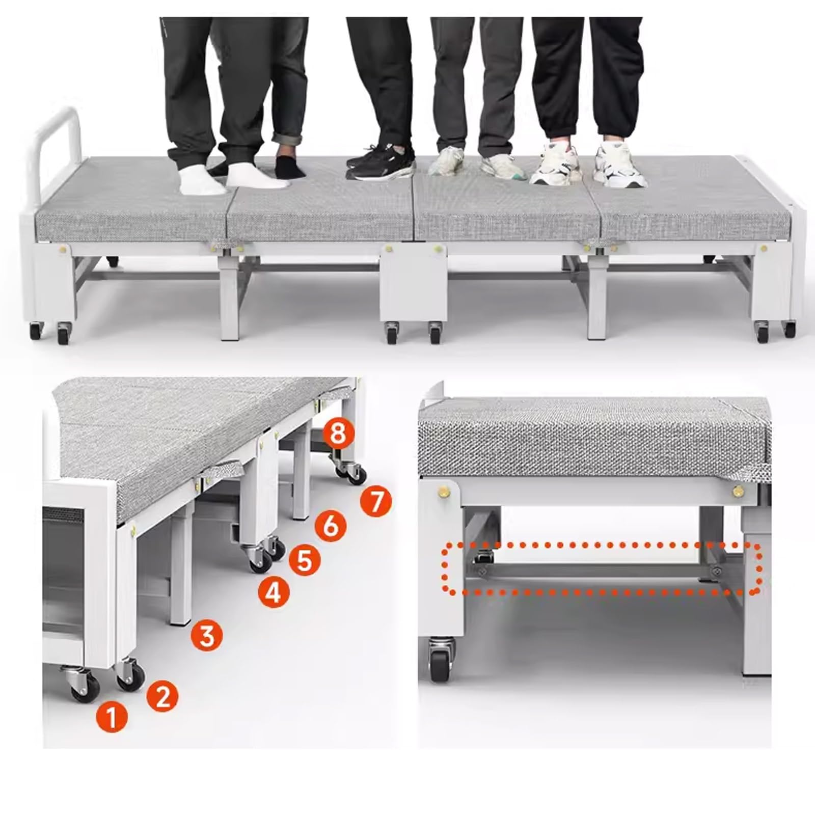 Cama Plegable con Estructura de Acero y colchón
