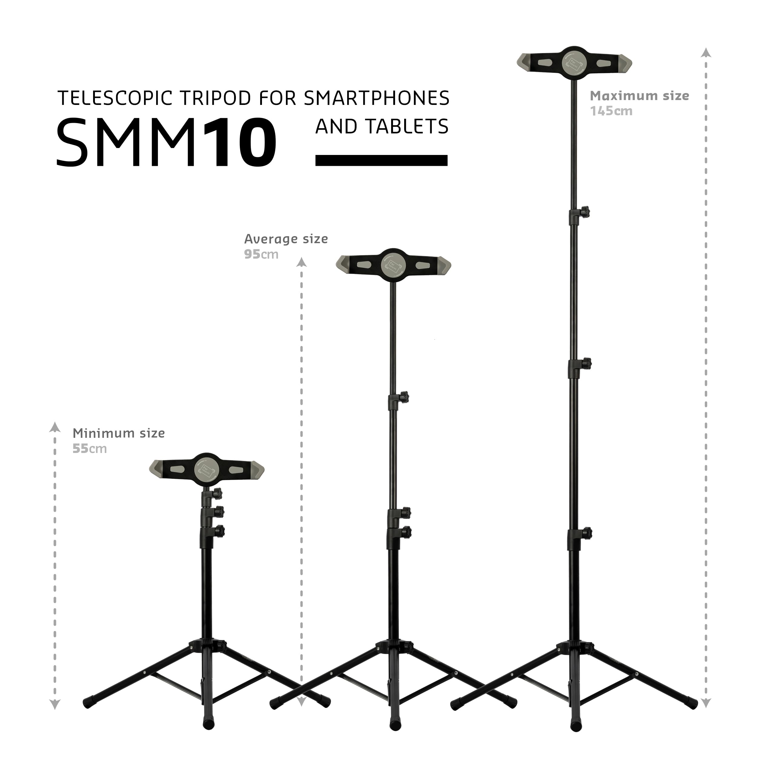 Ibiza - SMM10 - Trípode telescópico para Smartphone y Tablet - Rotación 360° - Inclinable - Bolsa de Transporte incluida