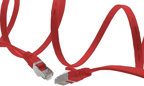 1aTTack.de Cavo di rete piatto Cat.7 Gigabit Ethernet Lan (RJ45), 10Gbit/s, compatibile con Cat.5 –Cat.5e – Cat.6 Rosso / 1 pz 1 m - 4