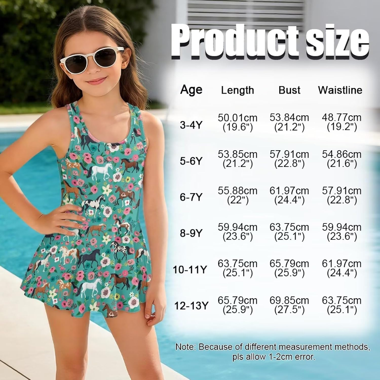 Upetstory One Piece Swimsuit for Girls Bathing Suit with Skirt 3-13