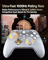 Vista 7 de EasySMX D05 PC Controller - Enhanced Wireless Bluetooth Pro Controller with Charging Dock/Hall Sensor/RGB Lighting - No Stick Drift, No Dead Zone